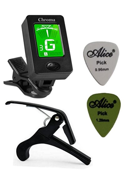 Chroma Akort Cihazı Akort Aleti + Kapo Seti Tuner Saz Gitar Keman Ukulele Akort Aleti