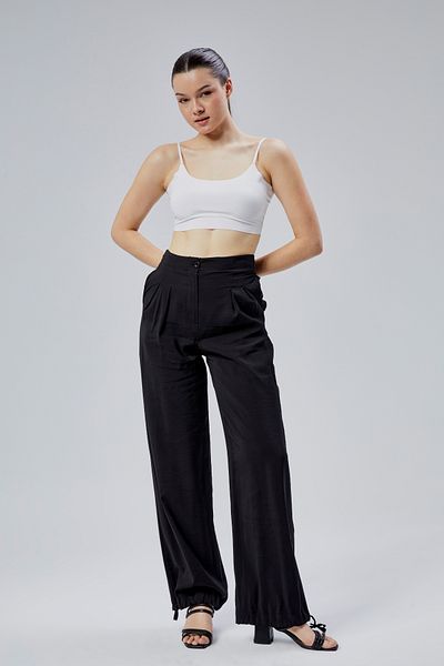 Bolivente Black Loose Cut Modal Woven Trousers