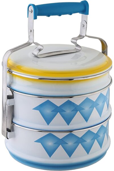 Generic Al Saif Diamond Pattern Food Holder with Two Bowls, 22 cm, Blue, Stai...