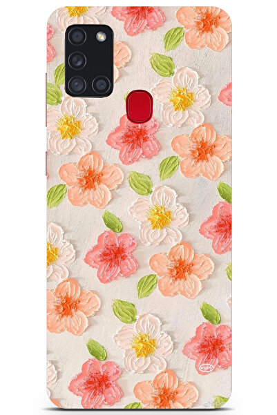 moonset Samsung Galaxy A21S Uyumlu Çiçek Tasarımlı Baskılı Şeffaf Telefon Kılıfı