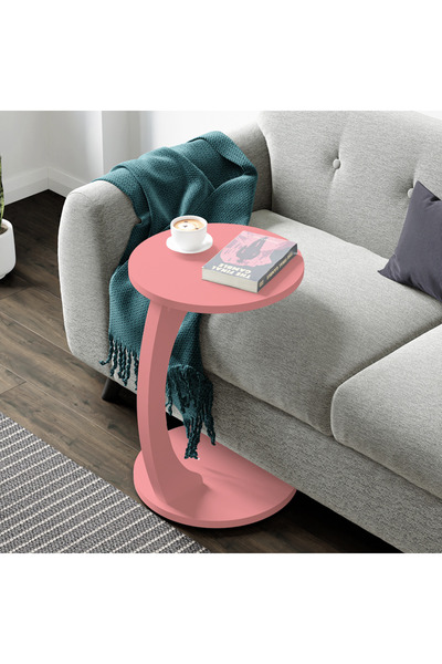 interGO Tekerlekli C Sehpa Koltuk Sehpası Yan Sehpa Zigon Sehpa Servis Sehpası