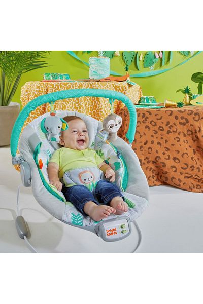 Bright Starts - Jungle Vines Comfy Bouncer with Plush Toys, 0 to 6 months