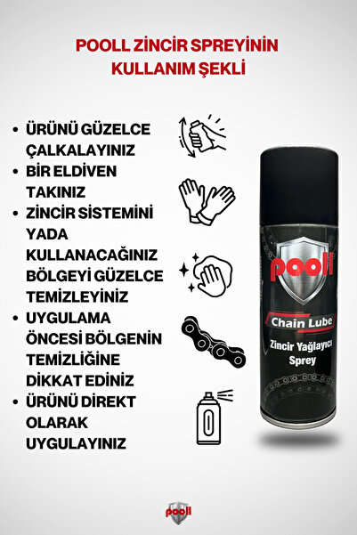 POOLL Bisiklet-motosiklet Sıvı Gres Zincir Yağlayıcı Sprey 200 ml (ÜRETİM YILI 2024)