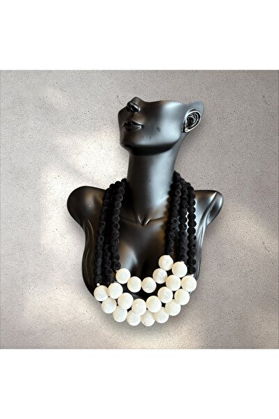 mirelabutique Büyük Kadife Boncuklu Kolye