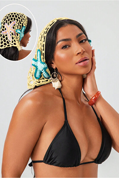 pistore نجم البحر الدانتيل باندانا نسيج محبوك يدويا اللون الأصفر