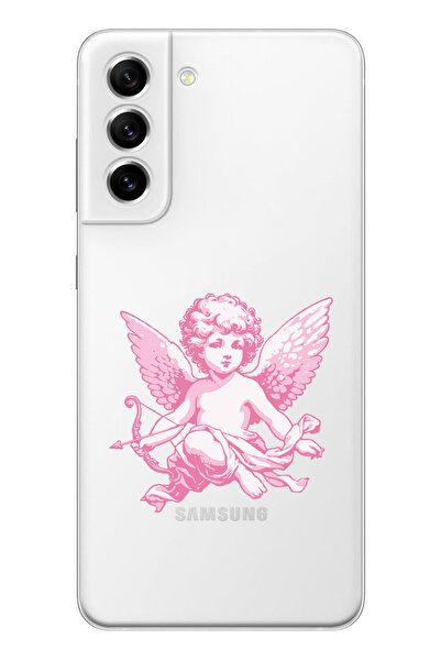 moonset Samsung Galaxy S21 FE Uyumlu Melek Tasarımlı Baskılı Şeffaf Telefon K...