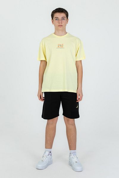 Black One Εκτύπωση Λεπτομερές σορτς με διπλή τσέπη Καλοκαιρινό ποδήλατο για αγόρι με λαιμόκοψη