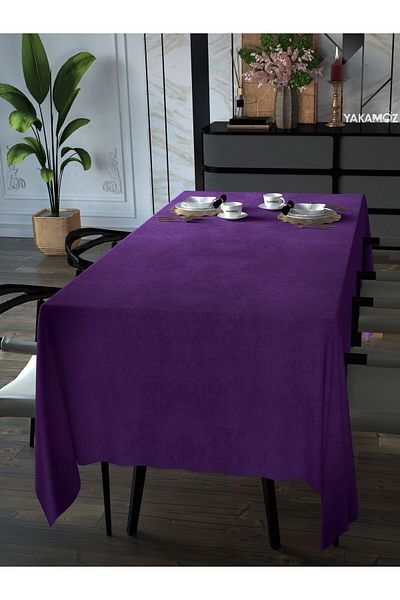 Yakamoz SWEET PURPLE VELVET TEXTURED TABLE COVER LEATHERLESS VELVET TOUCH SERIES