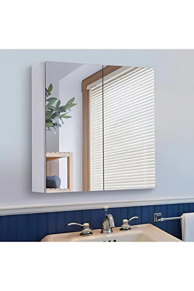 PAZARACTİVE Modern 2 Kapaklı 60x60 Aynalı Banyo Dolabı – Duvara Monte, Şık ve...