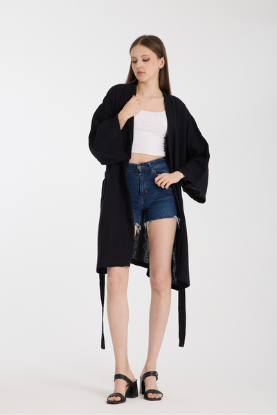 MoveBeach Двошаровий мусліновий тканинний кімоно парео звичайної довжини