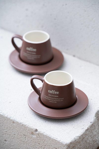 ACAR 7459 Blush 2 Piece Coffee Cup Set Claret Red
