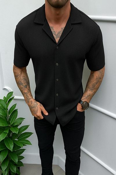 LC Waikiki Short Sleeve Summer Premium Quality Waffle Fabric Men's Shirt New Model - Non-Ironing