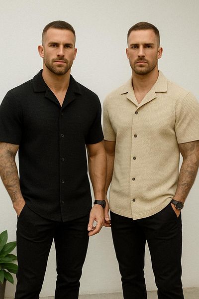 LC Waikiki Advantage Pack of 2 Short Sleeve Summer Quality Waffle Fabric Men's Shirt New Model - Non-Ironing