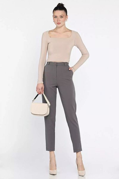 GÜLSELİ Gray Women's Fabric Pants