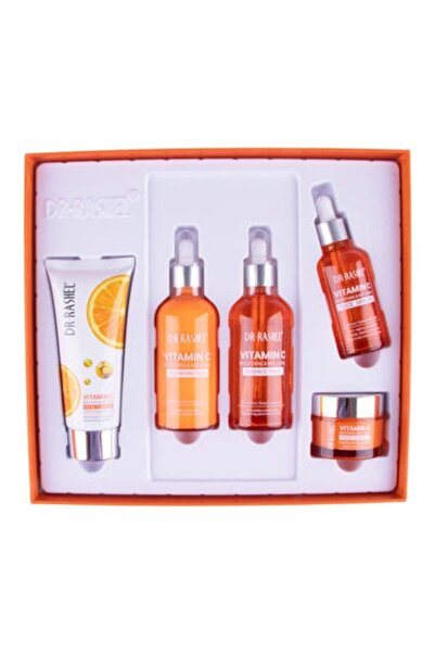 DR.RASHEL Vitamin C Anti-Aging Skincare Set - 5 Pieces, Orange/White