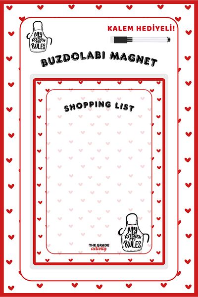 The Grade Summer Sil Heart Shopping List Magnetic Fridge Planner Magnet Planner Refrigerator Memo Pad