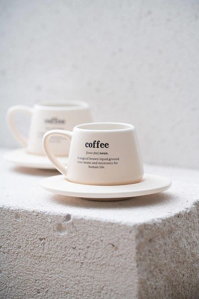 ACAR 7459 Blush 2 Piece Coffee Cup Set Cream