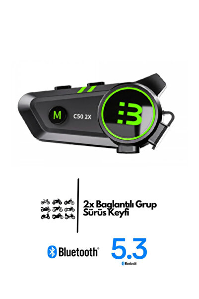 Hietech 2X Bağlantılı Telsizli Bluetooth 5.3 Motosiklet Kask Kulaklık Intercom Işıklı Motorsiklet Interkom