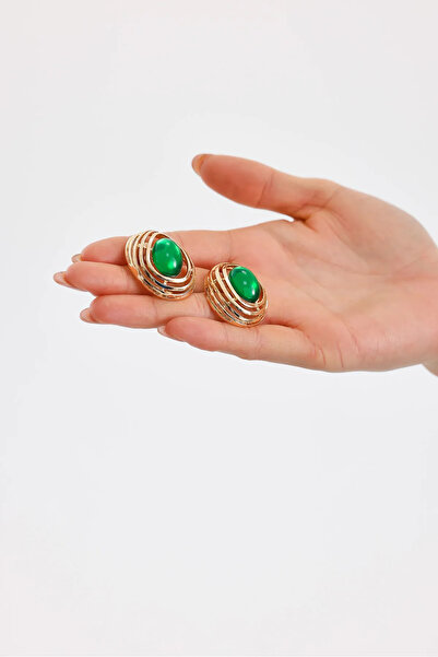 byozanyılmaz YEŞİL TAŞLI TASARIM KÜPE