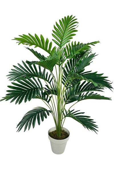 Nettenevime Τεχνητό δέντρο σαλονιού φυτό Areka Palm Cream σε γλάστρα 90cm 24 Φύλλα Πλαστικό