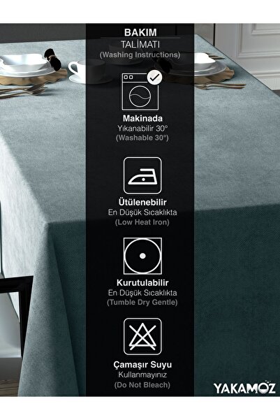 Yakamoz LIGHT GRAY VELVET TEXTURED TABLE COVER LEATHERLESS VELVET TOUCH SERIES