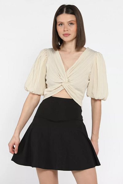 GÜLSELİ Fusta mini neagră pentru femei cu pantaloni scurți