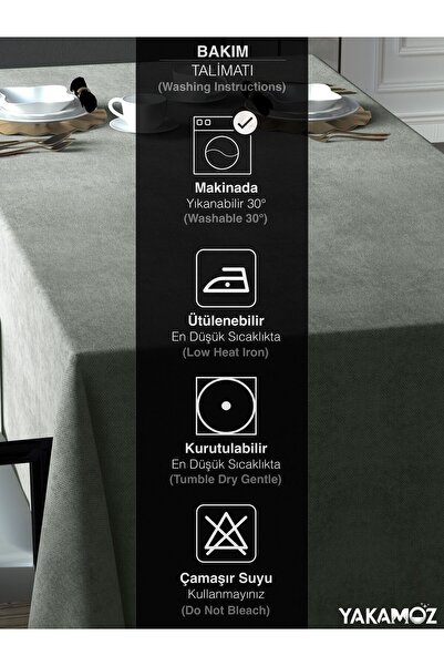 Yakamoz STONE COLOR VELVET TEXTURED TABLE CLOTH LEATHERLESS VELVET TOUCH SERIES