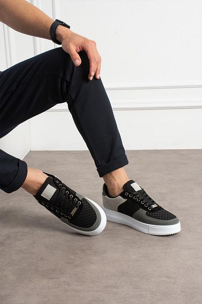 L.A Polo Black Smoked Color Breathable Fabric Men's Sneaker