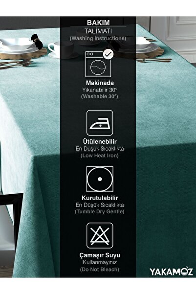 Yakamoz NIL GREEN VELVET TEXTURED TABLE COVER LEADLESS VELVET TOUCH SERIES