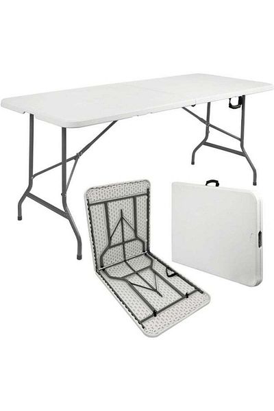 Cady One Foldable White Table 180x72x76 cm for Trips and Camping