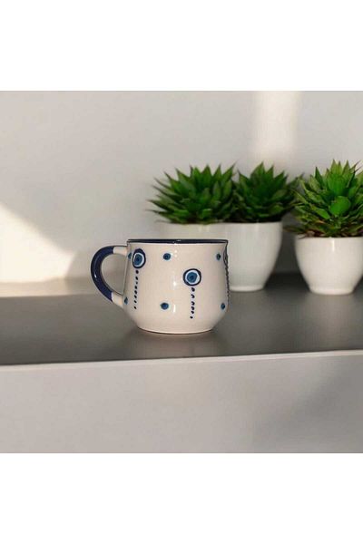 Home Ceramic Handcrafted Embossed Evil Eye Beaded Colorful Cup