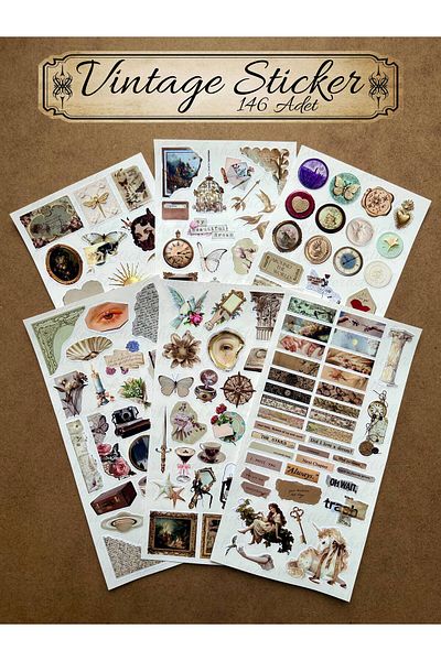 hdsticker 146 قطعة من الملصقات ذات الطابع العتيق مجموعة مخطط جدول الأعمال الفنية والكمبيوتر المحمول والهاتف اللوحي وملصق مجلة رصاصة