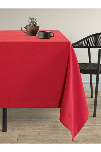 Demor Home Velvet Textured Saltanat Red Carefree Tablecloth