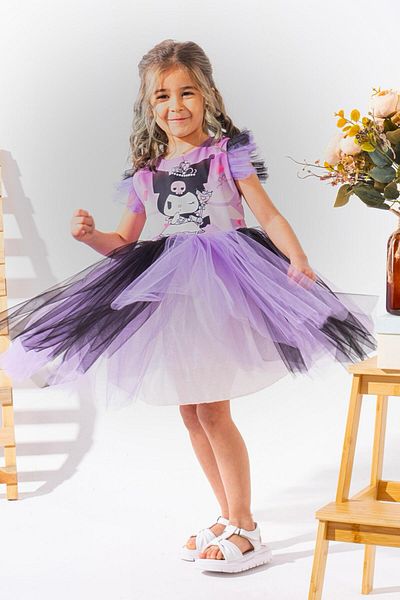 bebeksy Kuromi Printed Girl's Party Birthday Dress