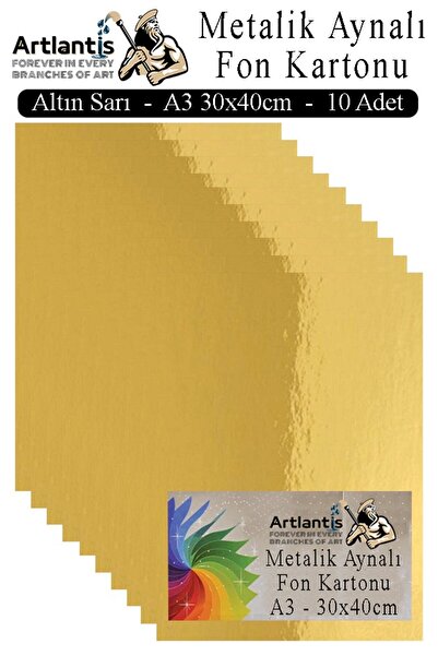Artlantis Metalik Aynalı Fon Kartonu 10 lu A3 30x42 cm 1 Paket Okul Sınıf Dek...