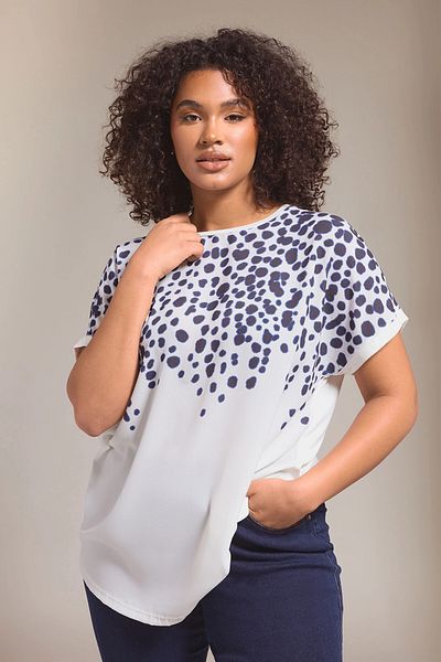 Stil Diva Bluză cu mânecă scurtă cu decolteu și cu imprimeu floral 615860