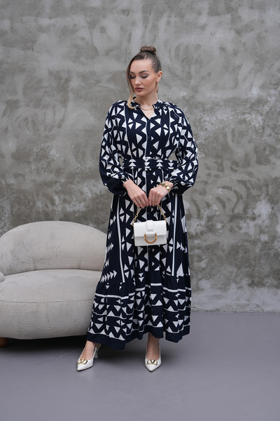 NAVY Φόρεμα με κουμπιά σε όλο το μήκος, μανίκια νυχτερίδα και γιακά με ζώνη