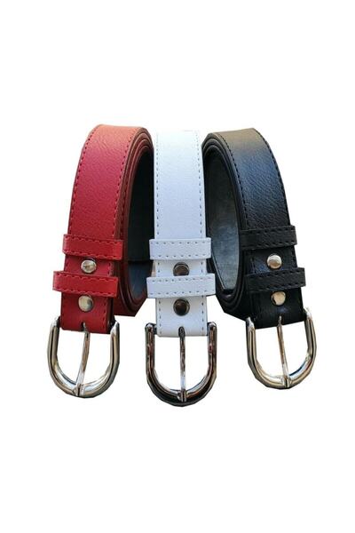 başkent çanta حزام بنطلون جينز وقماش جلدي للأطفال مكون من 3 قطع للجنسين