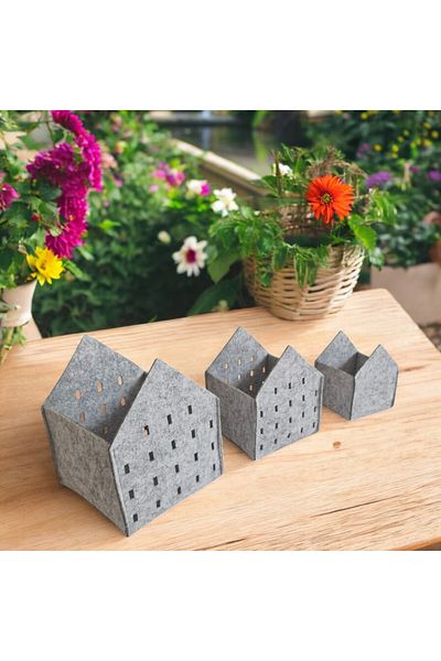 Wotrart 3-Piece Basket Decorative Box Organizer Flower Pot Felt Basket Multi-Purpose 3 mm Felt