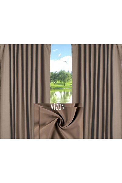 Karesi en 140 cm boy 250 cm pilesiz blackout karartma fon perde.vizon re