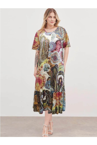 CEBECİ TİCARET KADIN ELBİSE EMPİRME PENYE YARIM KOL