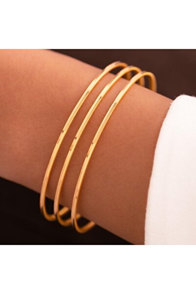 3'lü Suyolu Oluklu Ajda Takım 18 Gr(GRAM) 22 Ayar Altın İşçiliksiz Bilezik