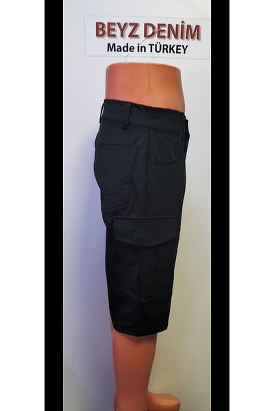 BeyzDenim Dobby Black Power Full Length Lycra Knee Length Shorts Capri Bermuda