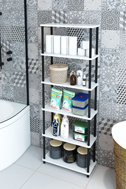 Modalanka 6 Raflı Dikdörtgen Banyo Dolabı Banyo Rafı Havluluk Banyoluk, Kolay...
