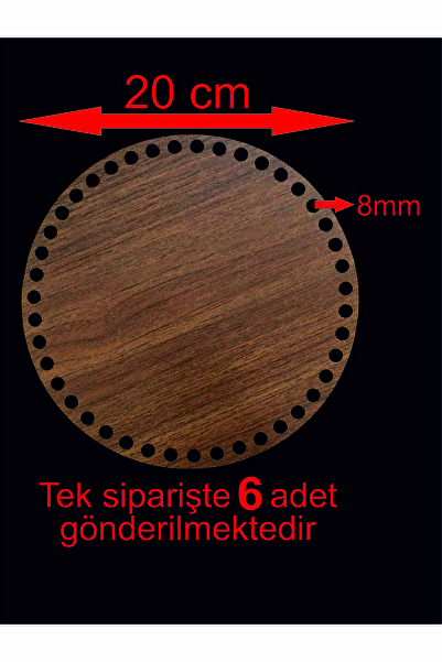ASUDE HEDİYELİK Drveni orah 20 cm 6 komada Bambus pladnja za pletenje Supla p...