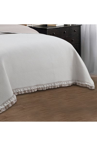 Sivalde Rüya Washed Frilly Double Beige Bedspread Set