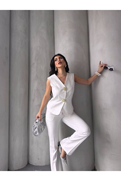 NILOO YENİ SEZON KADIN İKİ  DÜĞMELİ  YELEKLİ TAKIM ELBİSE