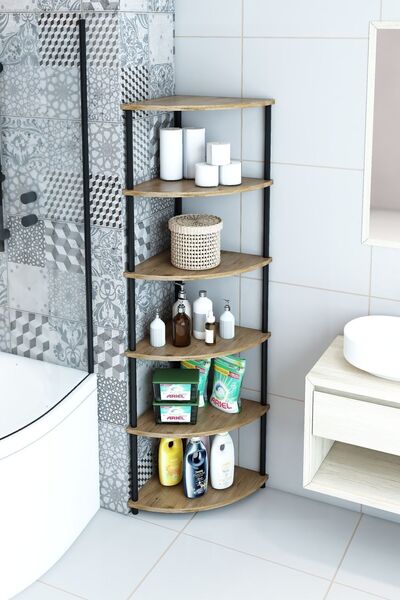 Modalanka 6 Raflı Köşe Banyo Dolabı Banyo Kileri Banyo Düzenleyici Banyo Rafı...