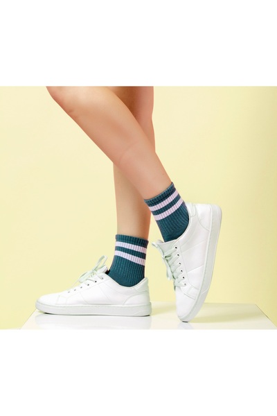 Go With Kadın Renkli 4'lü Pamuklu Spor Çemberli Yumuşak Esnek Dayanıklı Kolej Tipi Çorap 2501