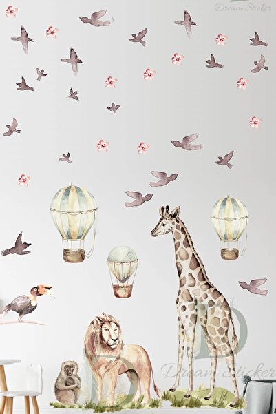 KT Decor Seturi de autocolante de perete cu animale uimitoare din lumea safar...